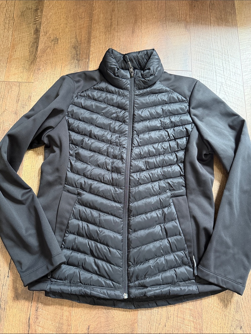 32 Degrees Black Quilted Hybrid Puffer Jacket